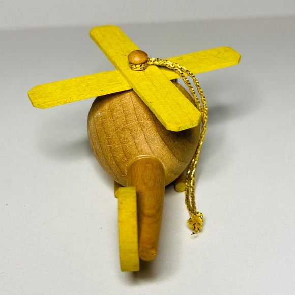 Vtg 1983 Goula Spain Santa Flying Wooden 2.5” Helicopter Christmas Tree Ornament - Picture 5 of 11